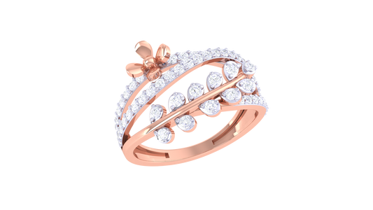 Limiere Intertwined Elegance Leaf Ring In Gold – 0.49 Ct Diamonds