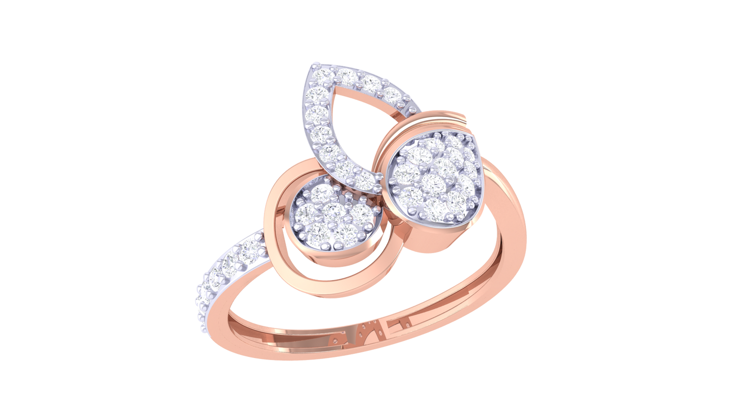 Eclat Blossom Grace Yellow Gold Ring - 0.30 Ct Round Diamond Accents
