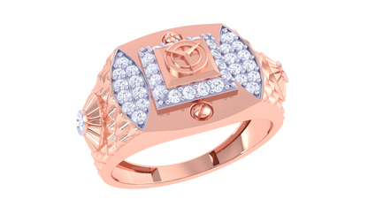 Éclat Emblème Sculpté Gold Ring – 0.36 Ct Sparking Diamonds