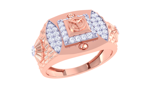 Éclat Emblème Sculpté Gold Ring – 0.36 Ct Sparking Diamonds