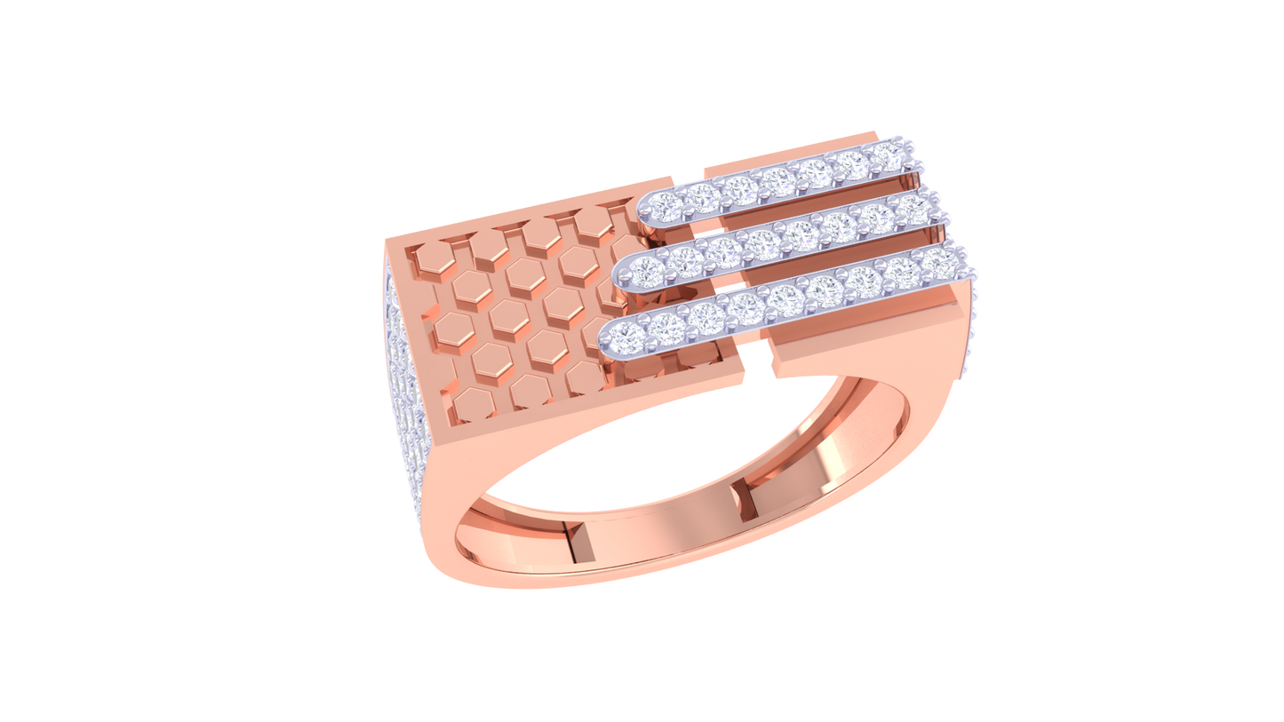 Éclat Hexaline Moderne – 0.6 Ct Round Diamond Gold Ring