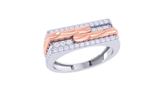 Lumière Dual Pavé Flow Gold Ring – 0.68 Ct Diamonds