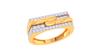 Lumière Dual Pavé Flow Gold Ring – 0.68 Ct Diamonds