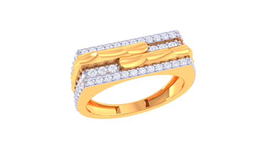 Lumière Dual Pavé Flow Gold Ring – 0.68 Ct Diamonds