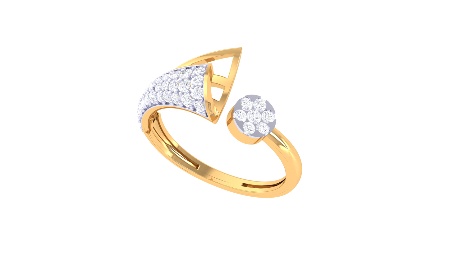 Eclat Geometric and Floral Elegance Rose Gold Open Band Ring - 0.32 Ct Round  Diamond Cluster