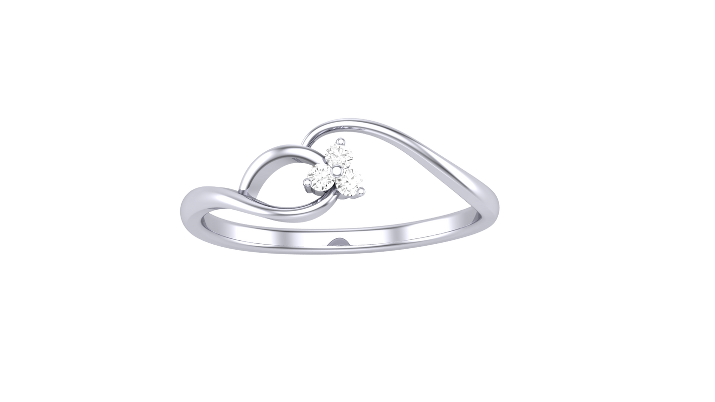 Eclat Sleek Silver Ring- 0.04 Ct Round Diamond Cluster