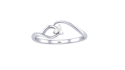 Eclat Sleek Silver Ring- 0.04 Ct Round Diamond Cluster