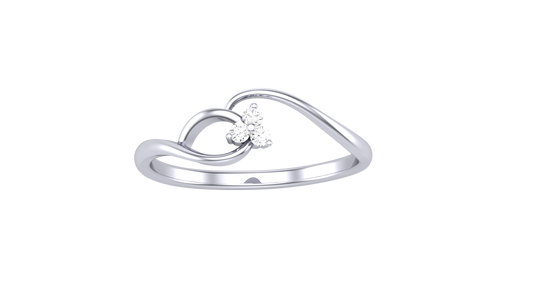 Eclat Sleek Silver Ring- 0.04 Ct Round Diamond Cluster