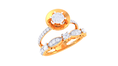 Trilune Parallèle Étoile – 0.48 Ct Round Diamond Gold Ring