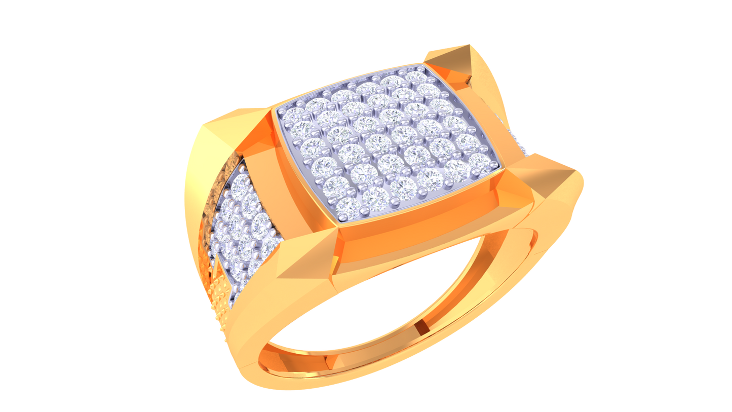 Éclat Portique Moderne Yellow Gold Ring – 0.83 Ct Round Pave Diamond