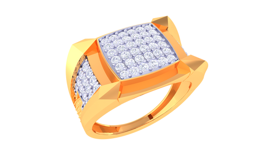 Éclat Portique Moderne Yellow Gold Ring – 0.83 Ct Round Pave Diamond