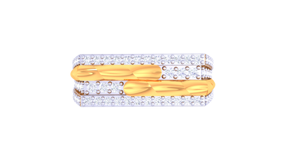 Lumière Dual Pavé Flow Gold Ring – 0.68 Ct Diamonds