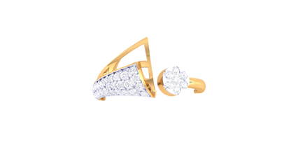 Eclat Geometric and Floral Elegance Rose Gold Open Band Ring - 0.32 Ct Round  Diamond Cluster