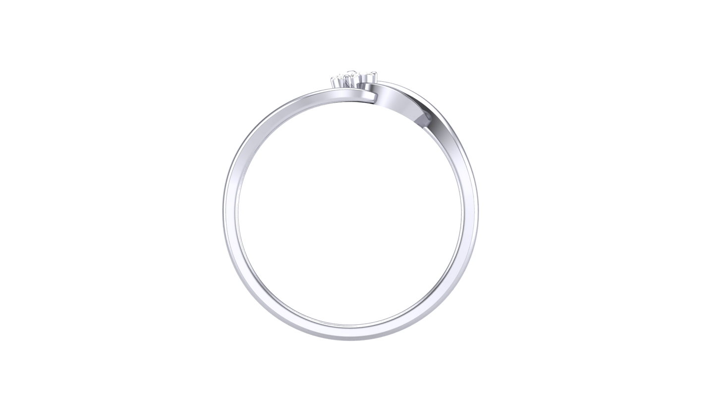 Eclat Sleek Silver Ring- 0.04 Ct Round Diamond Cluster