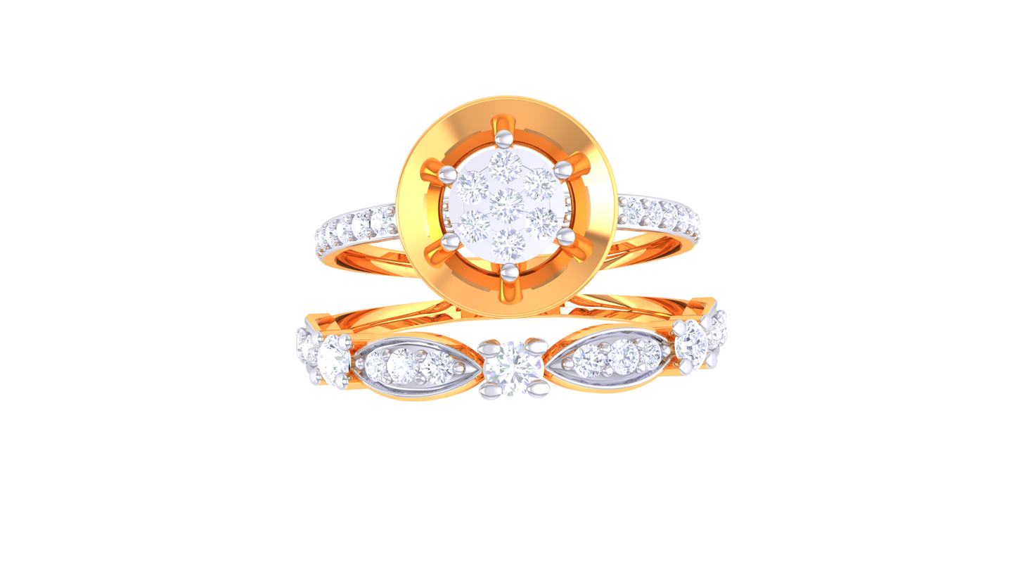Trilune Parallèle Étoile – 0.48 Ct Round Diamond Gold Ring