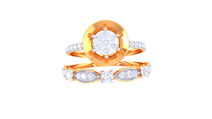 Trilune Parallèle Étoile – 0.48 Ct Round Diamond Gold Ring