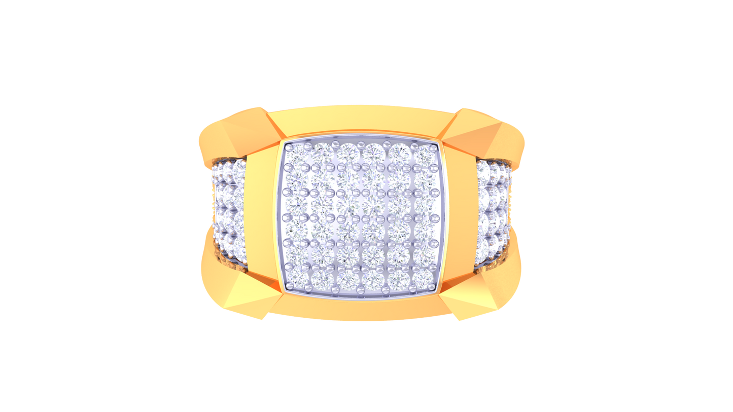 Éclat Portique Moderne Yellow Gold Ring – 0.83 Ct Round Pave Diamond