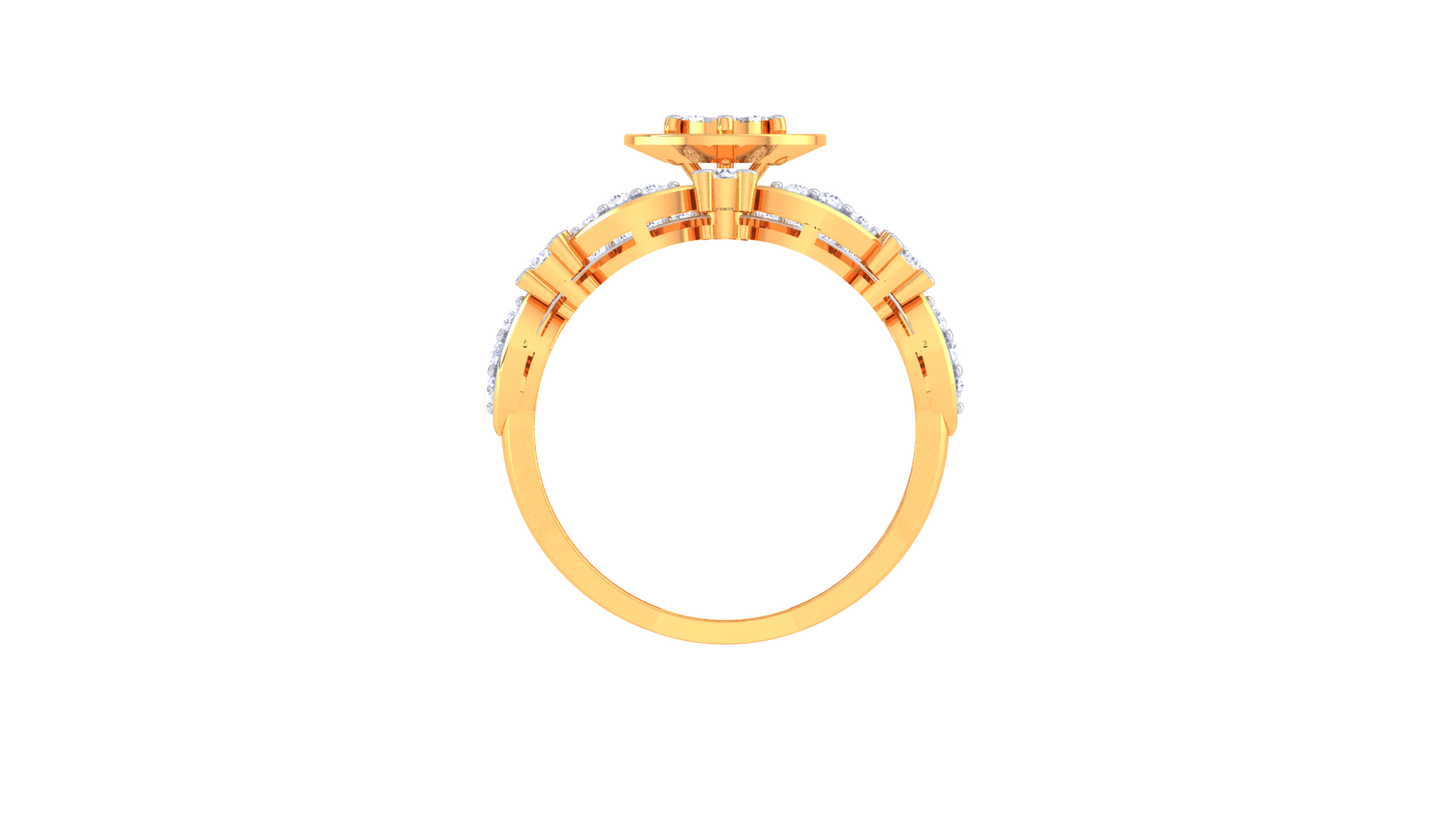 Trilune Parallèle Étoile – 0.48 Ct Round Diamond Gold Ring