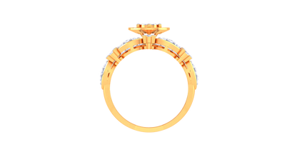 Trilune Parallèle Étoile – 0.48 Ct Round Diamond Gold Ring