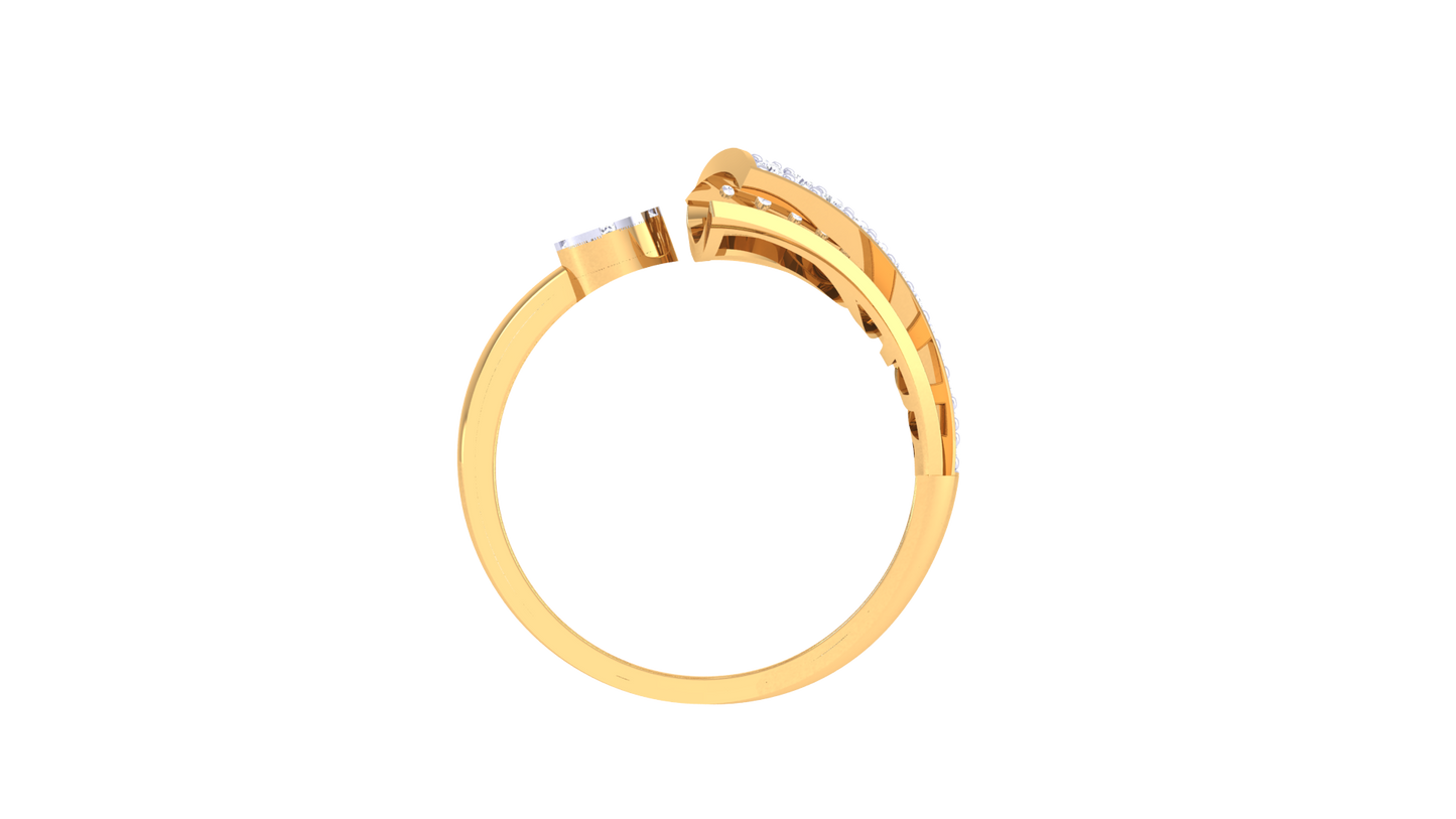 Eclat Geometric and Floral Elegance Rose Gold Open Band Ring - 0.32 Ct Round  Diamond Cluster