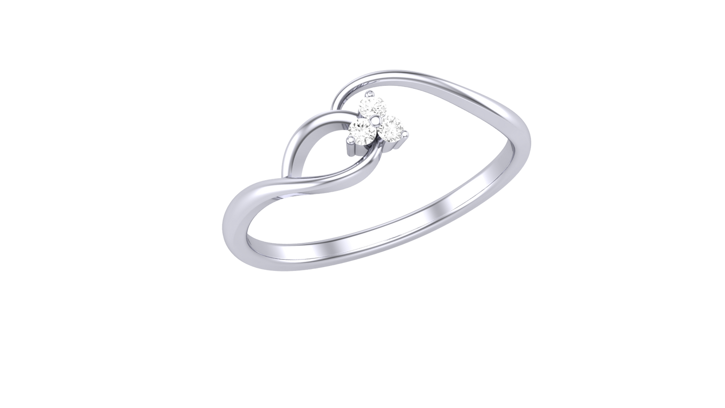 Eclat Sleek Silver Ring- 0.04 Ct Round Diamond Cluster