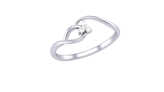 Eclat Sleek Silver Ring- 0.04 Ct Round Diamond Cluster