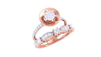 Trilune Parallèle Étoile – 0.48 Ct Round Diamond Gold Ring