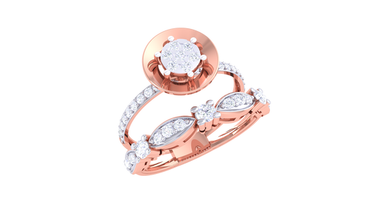 Trilune Parallèle Étoile – 0.48 Ct Round Diamond Gold Ring