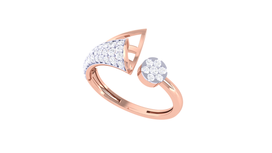 Eclat Geometric and Floral Elegance Rose Gold Open Band Ring - 0.32 Ct Round  Diamond Cluster