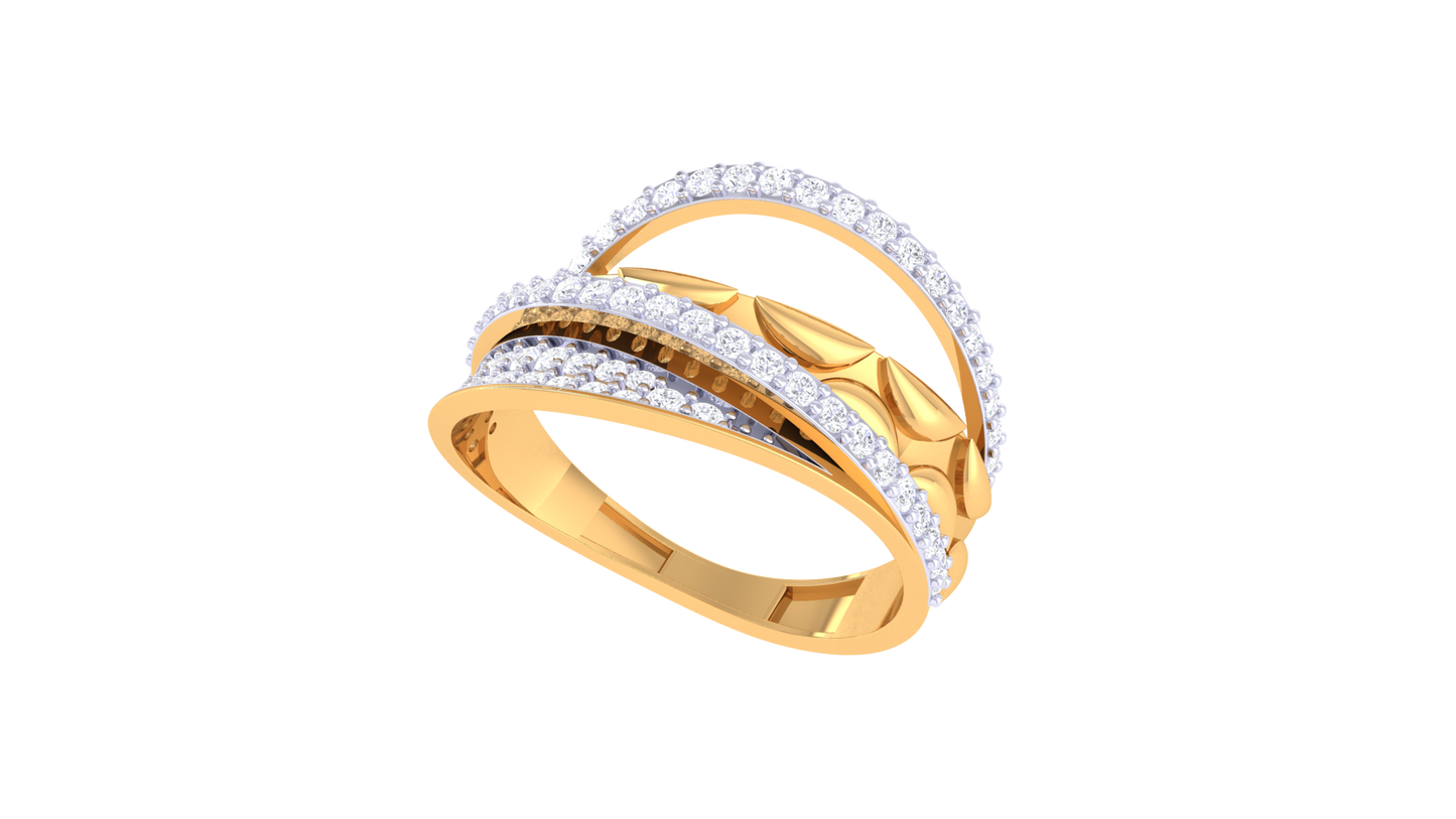 Lumiere Textured Elegance and Intertwined Brilliance Rose Gold Multi-Band Ring - 0.56 Ct Brilliant Cut Round Diamonds