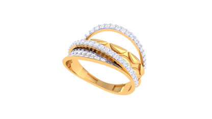 Lumiere Textured Elegance and Intertwined Brilliance Rose Gold Multi-Band Ring - 0.56 Ct Brilliant Cut Round Diamonds