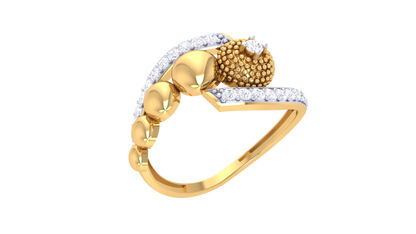 Lumiere Heart Sphere Yellow Gold Ring - 0.20 Ct Brilliant Diamond Accents
