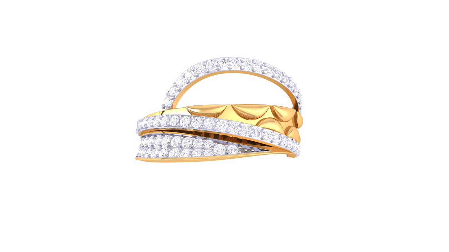 Lumiere Textured Elegance and Intertwined Brilliance Rose Gold Multi-Band Ring - 0.56 Ct Brilliant Cut Round Diamonds