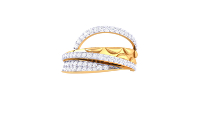 Lumiere Textured Elegance and Intertwined Brilliance Rose Gold Multi-Band Ring - 0.56 Ct Brilliant Cut Round Diamonds