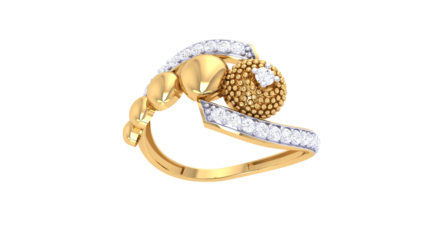 Lumiere Heart Sphere Yellow Gold Ring - 0.20 Ct Brilliant Diamond Accents