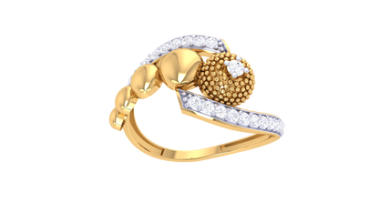 Lumiere Heart Sphere Yellow Gold Ring - 0.20 Ct Brilliant Diamond Accents
