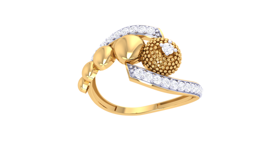 Lumiere Heart Sphere Yellow Gold Ring - 0.20 Ct Brilliant Diamond Accents
