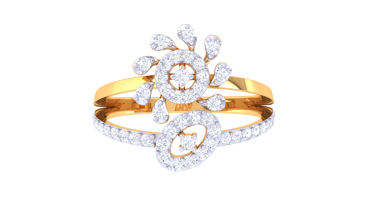 Iconique Rose Swirl Rose Gold Ring - 0.39 Ct Dazzling Diamond