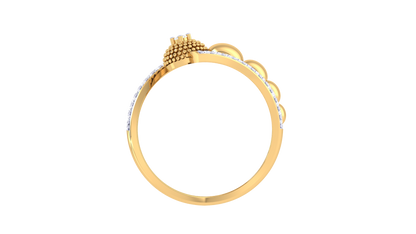 Lumiere Heart Sphere Yellow Gold Ring - 0.20 Ct Brilliant Diamond Accents