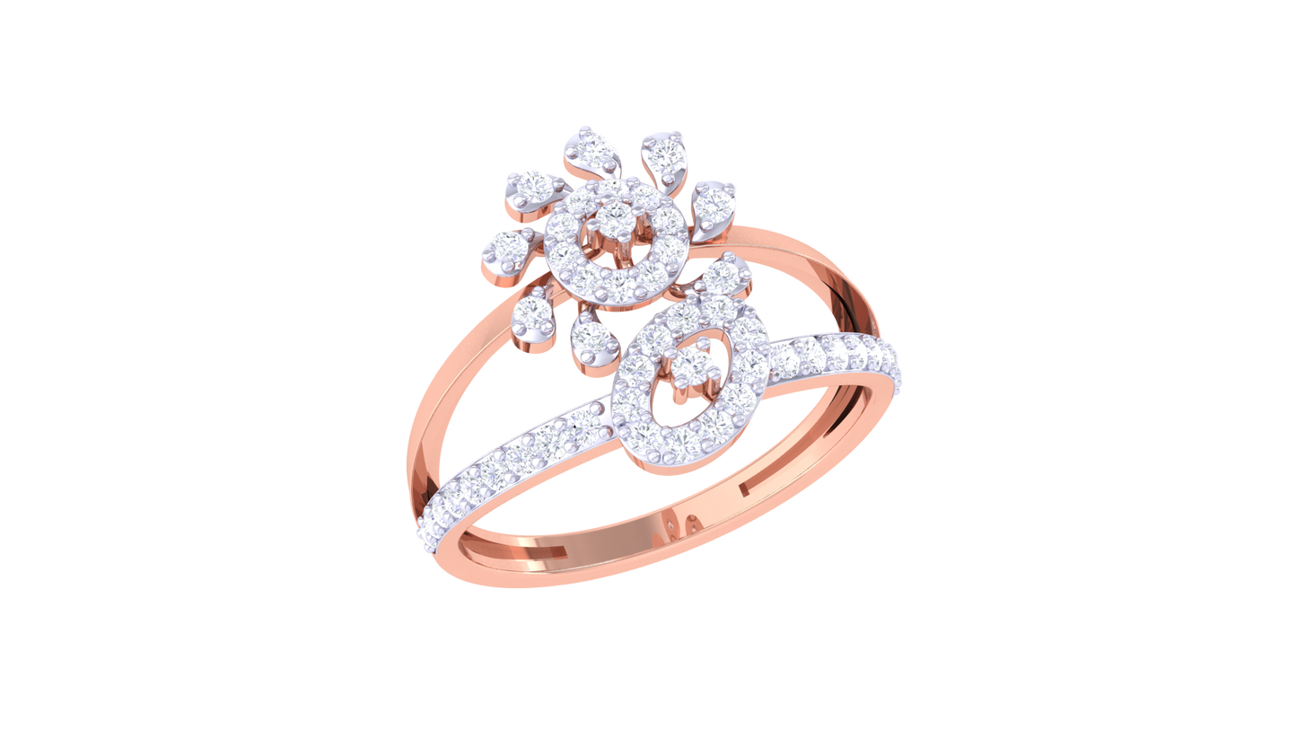 Iconique Rose Swirl Rose Gold Ring - 0.39 Ct Dazzling Diamond