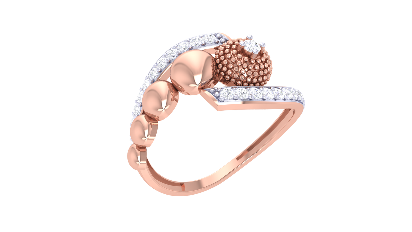 Lumiere Heart Sphere Yellow Gold Ring - 0.20 Ct Brilliant Diamond Accents