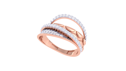 Lumiere Textured Elegance and Intertwined Brilliance Rose Gold Multi-Band Ring - 0.56 Ct Brilliant Cut Round Diamonds