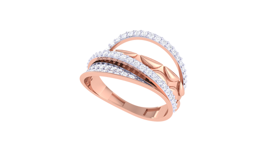 Lumiere Textured Elegance and Intertwined Brilliance Rose Gold Multi-Band Ring - 0.56 Ct Brilliant Cut Round Diamonds