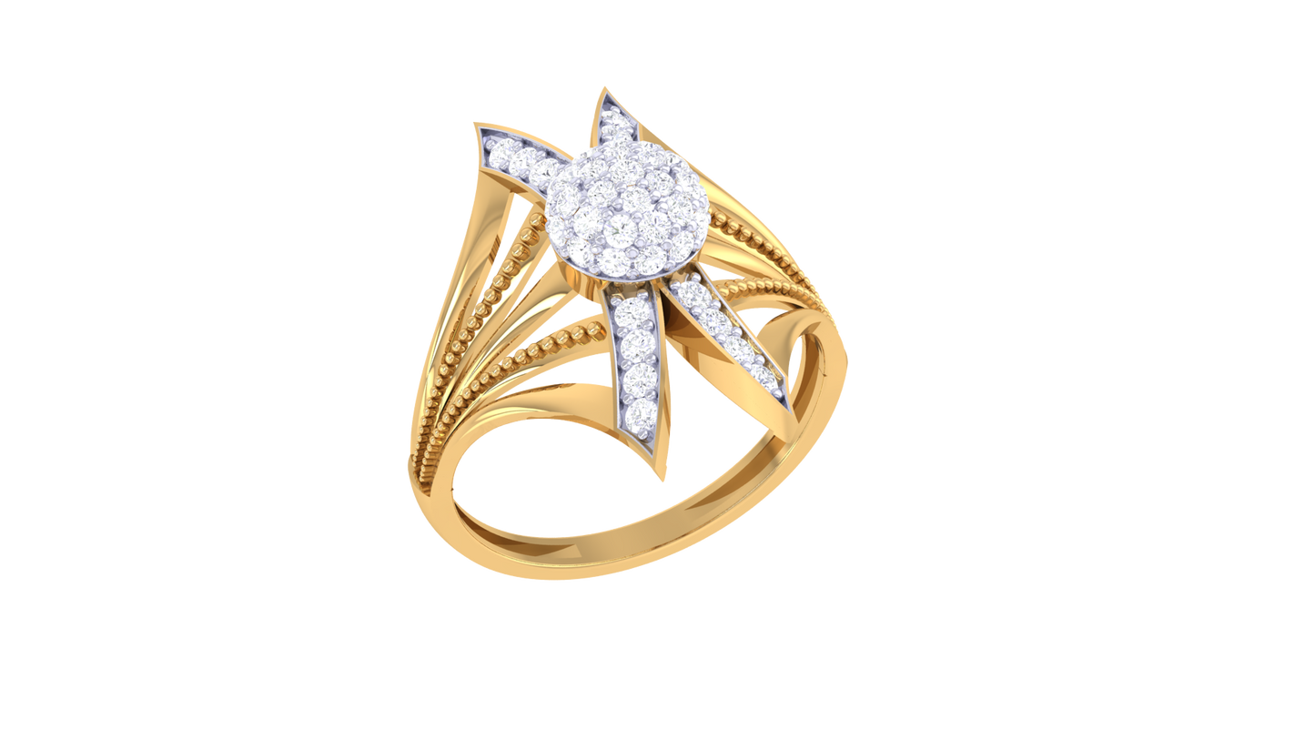 Iconique Radiant Convergence Ring In Gold – 0.41 Ct Diamond Cluster