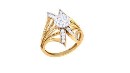 Iconique Radiant Convergence Ring In Gold – 0.41 Ct Diamond Cluster