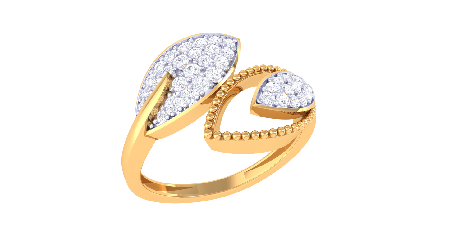 Lumiere Duo Wing Rose Gold Ring - 0.31 Ct Round Diamond Accents