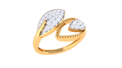 Lumiere Duo Wing Rose Gold Ring - 0.31 Ct Round Diamond Accents