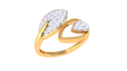 Lumiere Duo Wing Rose Gold Ring - 0.31 Ct Round Diamond Accents