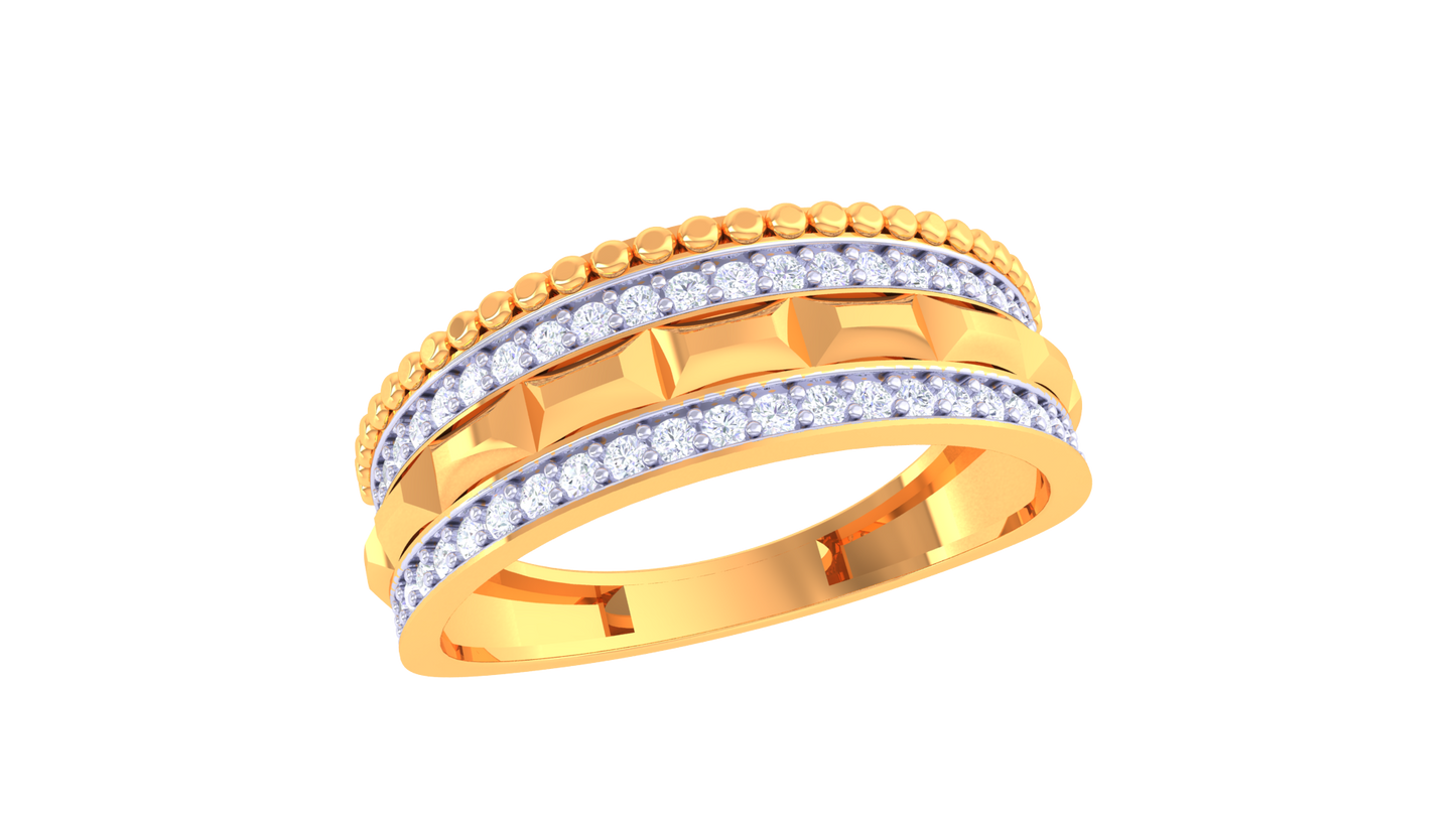 Éclat Ambre Mosaic Gold Ring – 0.35 Ct Round Diamonds
