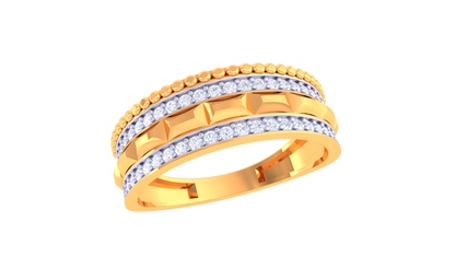 Éclat Ambre Mosaic Gold Ring – 0.35 Ct Round Diamonds